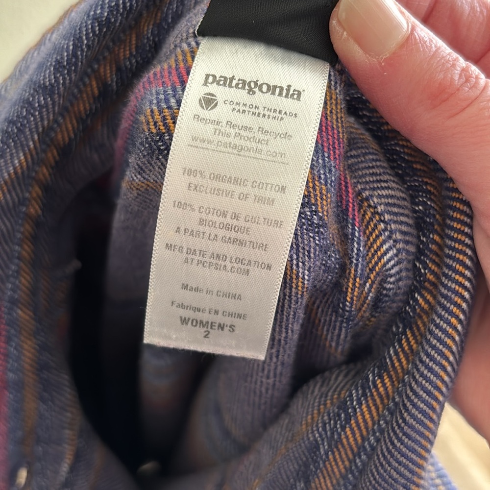 🚫 SOLD Patagonia® Worn Wear Fjord Flannel Shirt Gaucho Stripe Blue Butterfly 2 - Picture 9 of 11